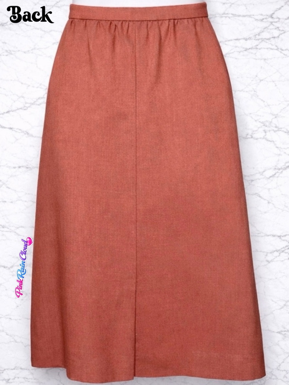 JH Collectibles 70s Rust Terracotta A Line Midi Skirt Women’s 28 Waist USA Made - Picture 3 of 10
